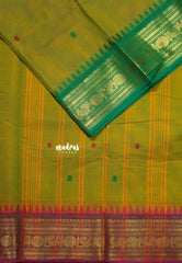 Dual Shade Mehndi Green - Karthigai silk cotton rudraksham Ganga jamuna border - Best for Wedding Functions