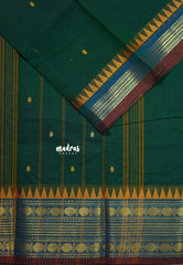 Emerald Green - Karthigai silk cotton multi Rudraksham Border with Buttas - Best for Gifting