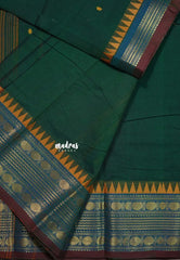 Emerald Green - Karthigai silk cotton multi Rudraksham Border with Buttas - Best for Gifting