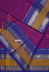 Dual Shade Magenta - Karthigai silk cotton buttas rettapet heart border - Best for Wedding Functions