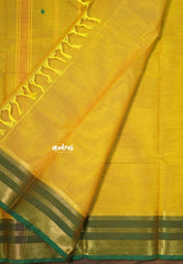 Lime Yellow - Karthigai silk cotton small Bavanji with Line border with Buttas - Best for Gifting