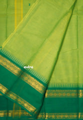 Pretty Parrot Green - Karthigai silk cotton rettapet Ganga jamuna border with buttas - Best for Gifting
