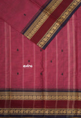 Rosewood Pink - Karthigai silk cotton annam mango border with buttas - Best for Gifting