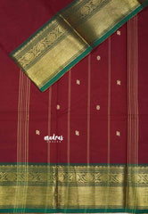 Maroon - Karthigai silk cotton small Bavanji border with buttas
