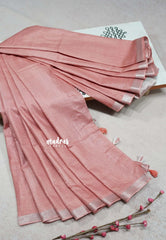 Pastel Rosewood - khadi silk small tissue border with tissue pallu