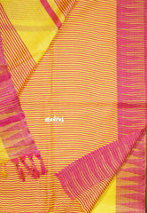 Bright Yellow - Khadi Silk plain saree with Temple Border - Perfect for Regular Wear