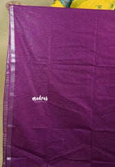 Magenta Purple - Khadi Silk with Lines Weaving Silver Border and Sequence Pallu