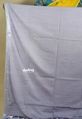 Pastel Lavender - Khadi Silk with Lines Weaving Silver Border and Sequence Pallu