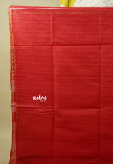 Spicy Red- Khadi Silk Stripes Thread Weaving Pattern