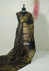 Classic Black - Korvai Silk Cotton Muthukattam Rich Pallu and Yaanai, Mayil Border with Mayil Buttas - Best for Wedding Functions