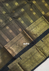 Classic Black - Korvai Silk Cotton Muthukattam Rich Pallu and Yaanai, Mayil Border with Mayil Buttas - Best for Wedding Functions