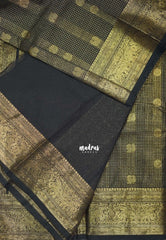 Classic Black - Korvai Silk Cotton Muthukattam Rich Pallu and Yaanai, Mayil Border with Mayil Buttas - Best for Wedding Functions