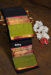 Rich Black - Korvai Silk Cotton Annam Buttas with Rich Pallu - Best for Wedding Functions