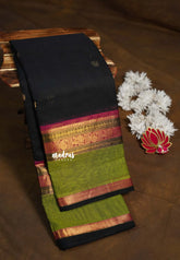 Rich Black - Korvai Silk Cotton Annam Buttas with Rich Pallu - Best for Wedding Functions