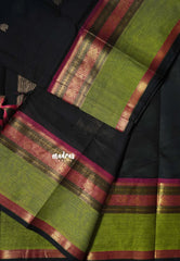 Rich Black - Korvai Silk Cotton Annam Buttas with Rich Pallu - Best for Wedding Functions