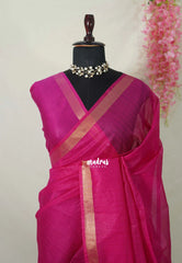 Rani Pink - Smt Nirmala Sitharaman mam Inspired Kota Silk Saree with Subtle Border - Power Dressing for Office Elegance