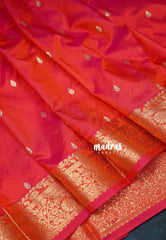 Pink Shade Orange - Kumudavalli - Kanchivaram Wedding Bridal Silk Saree Traditional Flower Border and Rich Pallu - Perfect for Wedding Functions