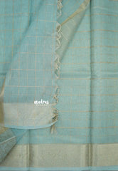 Pastel Sky Blue- Kushboo - Banarasi Kota Tissue Silk Zari Checks with Zari Border