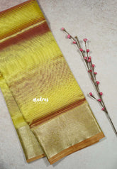 Dual shade Yellow  - Kushboo -  Banarasi Tissue silk saree with tissue border