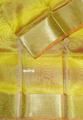 Dual shade Yellow - Kushboo - Banarasi Tissue silk saree with tissue border