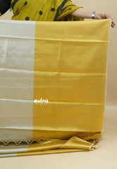MoonSun Blend - Kushboo half and half gold and silver tissue silk Saree - Best for Small Functions