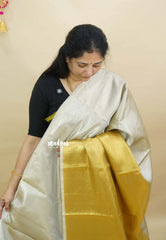 MoonSun Blend - Kushboo half and half gold and silver tissue silk Saree - Best for Small Functions
