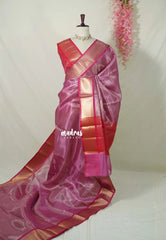 Dual shade Magenta Pink and Gold - Kushboo - Banarasi Tissue silk saree with Getti Zari Border - Perfect for Evening Functions