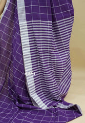 Lavender Purple - Andrea - Premium Khadi cotton checks both with skirt border - Best for Daily Use