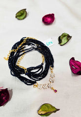 Premium 1 Gram Gold polish Trendy Stylish Crystal Layered Long Chain - Midnight Navy Blue