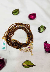 Premium 1 Gram Gold polish Trendy Stylish Layered Long Chain with Beads - Brown