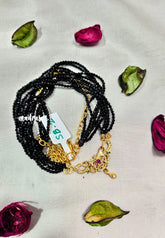 Premium 1 Gram Gold polish Trendy Stylish Crystal Layered Long Chain - Black