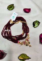 Premium 1 Gram Gold polish Trendy Stylish Crystal Layered Long Chain - Maroon