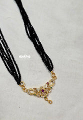 Premium 1 Gram Gold polish Trendy Stylish Crystal Layered Long Chain - Black
