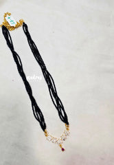 Premium 1 Gram Gold polish Trendy Stylish Crystal Layered Long Chain - Midnight Navy Blue