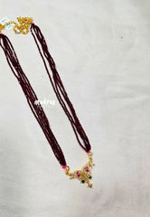 Premium 1 Gram Gold polish Trendy Stylish Crystal Layered Long Chain - Maroon