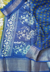 Sap Green - Light weight Vasundra printed silk with floral prints
