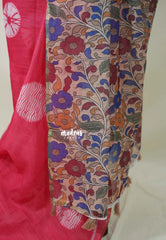 Candy Peach Pink - Linen Cotton Saree with Kalamkari Pallu and Blouse - Best for Office Wear | Casual Wear