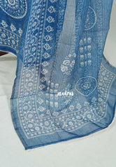Amitha – Peacock Blue - Premium linen Salwar Suit with Print + Hand-Stitched Embroidery