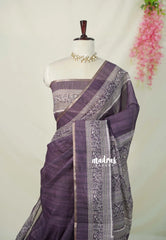 Muted Jamun Purple - Linen cotton with Grooves - Best for Office Wear | Casual Wear