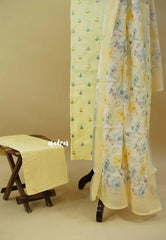 Amitha – Pastel Yellow Premium linen cotton Salwar Suit with Full Embroidery Floral Buttas