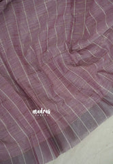 Muted Onion Pink - Linen cotton with Checks with Zari and Tissue Border with Grooves - Perfect for Office Wear | Casual Wear