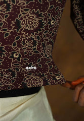 Maroon - Stretchable Fabric = Stress-Free Fit ✨ Lycra Cotton Readymade Kalamkari printed Blouse – Perfect Fit Comfort