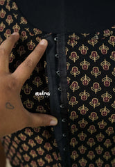 Black with small flowers - Stretchable Fabric = Stress-Free Fit ✨ Lycra Cotton Readymade Kalamkari printed Blouse – Perfect Fit Comfort