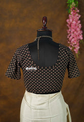 Black with small flowers - Stretchable Fabric = Stress-Free Fit ✨ Lycra Cotton Readymade Kalamkari printed Blouse – Perfect Fit Comfort