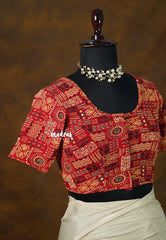 Spice Red - Stretchable Fabric = Stress-Free Fit ✨ Lycra Cotton Readymade Kalamkari printed Blouse – Perfect Fit Comfort