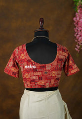 Spice Red - Stretchable Fabric = Stress-Free Fit ✨ Lycra Cotton Readymade Kalamkari printed Blouse – Perfect Fit Comfort