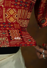 Spice Red - Stretchable Fabric = Stress-Free Fit ✨ Lycra Cotton Readymade Kalamkari printed Blouse – Perfect Fit Comfort