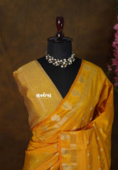 Mango Yellow - Raaga - Lightweight Semi tussar saree with small floral border with buttas - Best for Small Functions
