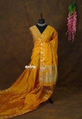 Mango Yellow - Raaga - Lightweight Semi tussar saree with small floral border with buttas - Best for Small Functions