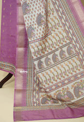 Amitha – Lavender Madhubani Premium Semi Silk Salwar Suit with Zari Border